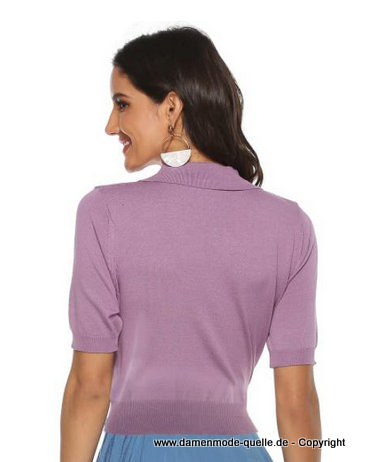 Simple Style Kurzarm Damen Shirt in Lila