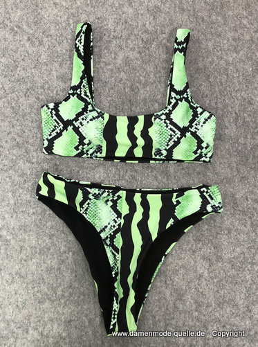 Snake Print Bikini Hellgrün