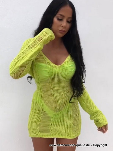 Sommer Leichter Pullover in Neongrün