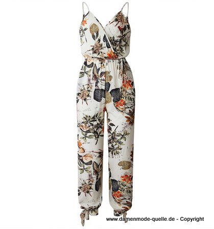 Sommer Overall Einteiler Lang mit Blumenmuster
