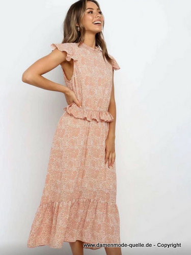 Sommer Rüschen Maxi Kleid Sommerkleid