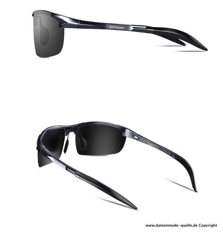 Sport Sonnenbrillenfür Herren mit Aluminium Rahmen Schwarz