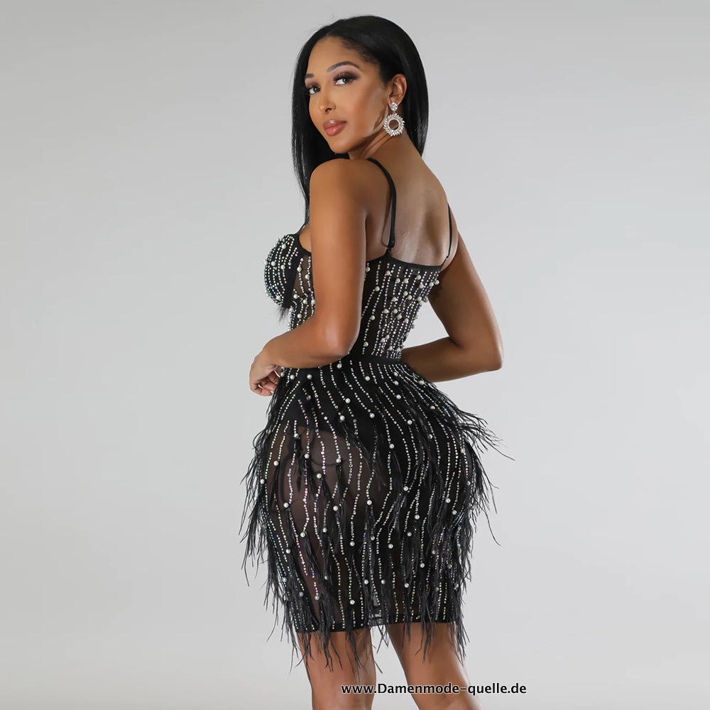 Strass Bodycon Minikleid Sexy Partykleider