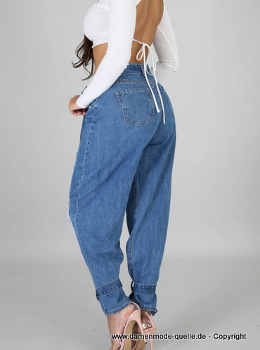 Street Style Zerrissene Design Damen Jeans 