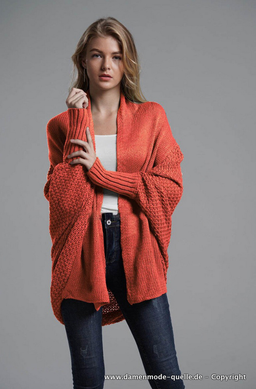 Strick Cardigan Strickjacke in Lachs Leger