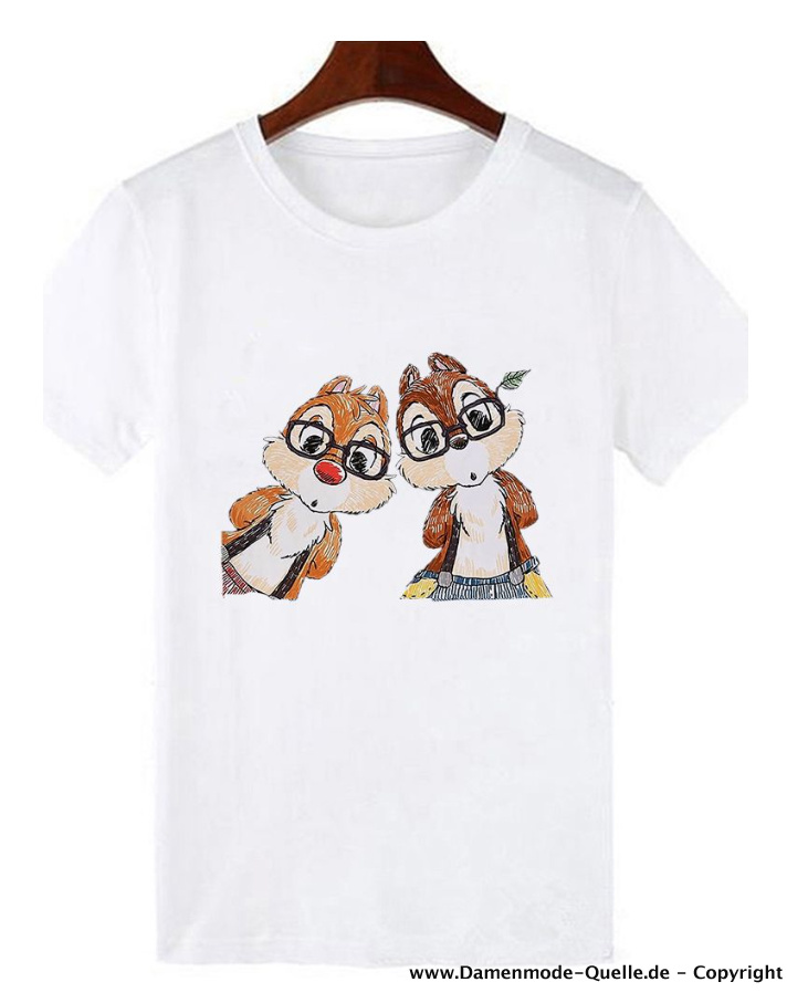 T Shirt Disney Chip 'n' Dale Damen T-Shirt Weiß