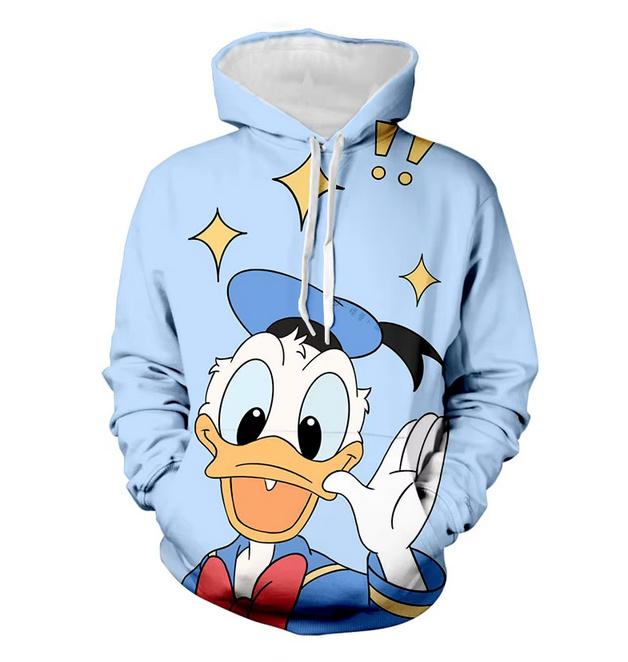 Unisex Cartoon Disney Donald Duck Hoodie in Hellblau