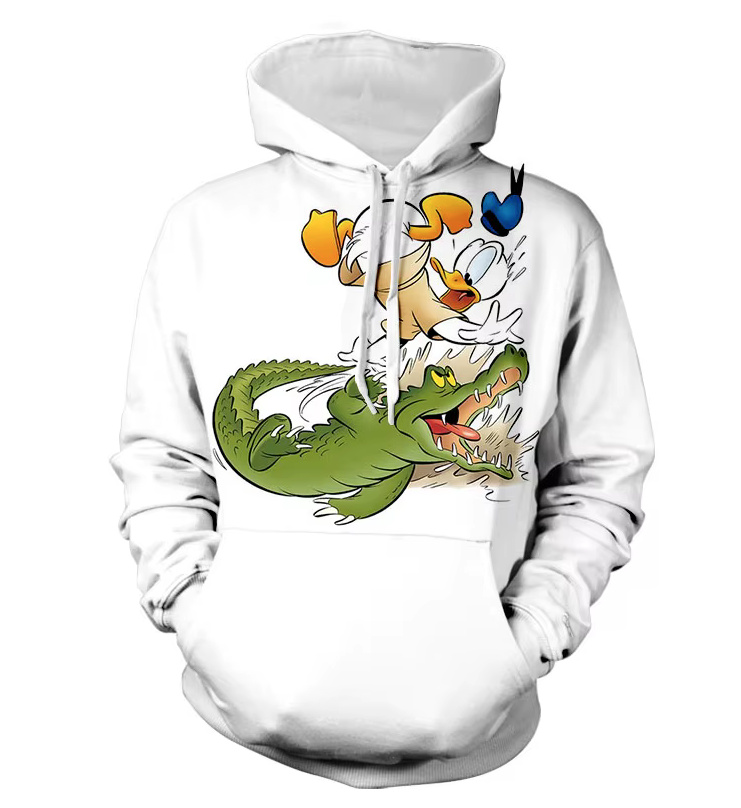 Unisex Cartoon Disney Donald Duck Hoodie in Weiß