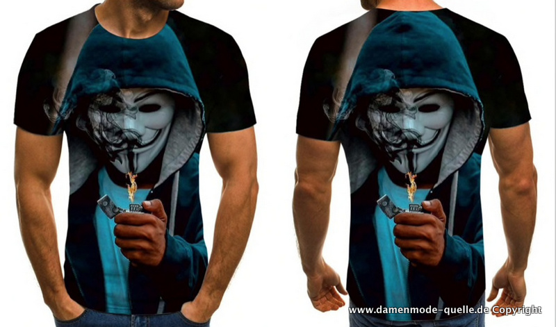 Vendetta Print Herren Sommer T-Shirt für Herren Blau
