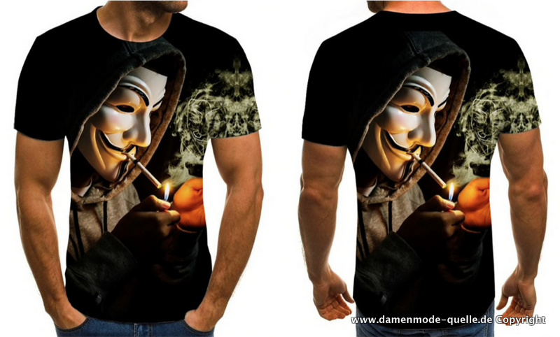 Vendetta Print Herren Sommer T-Shirt für Herren Schwarz