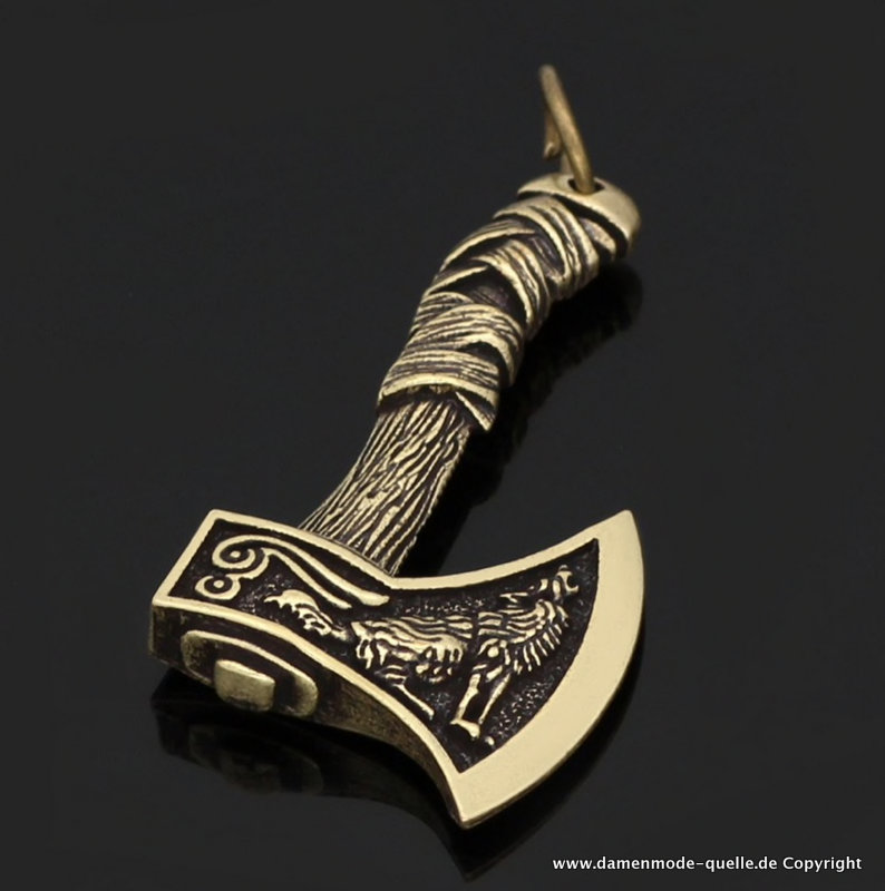 Vikings Odin Axt Anhänger für Herren Gold oder Silber mit Lederband