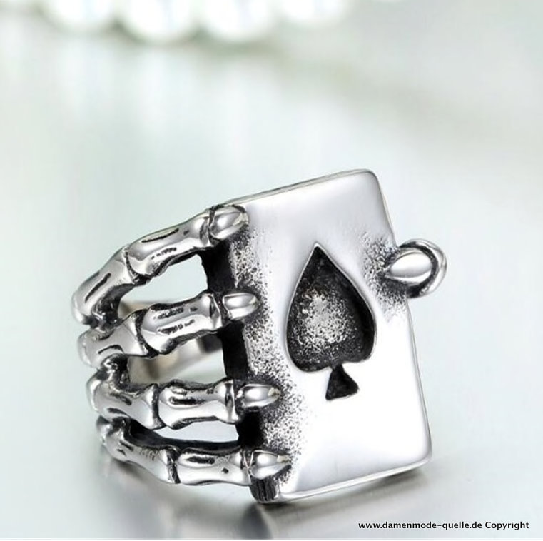 Vintage Style Poker Herren Ring Silber