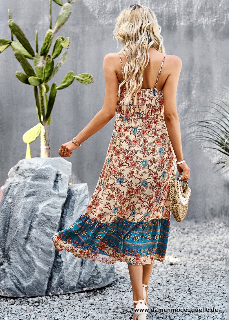 Viskose Damenkleid Sommer Sommerkleider Boho Kleidung