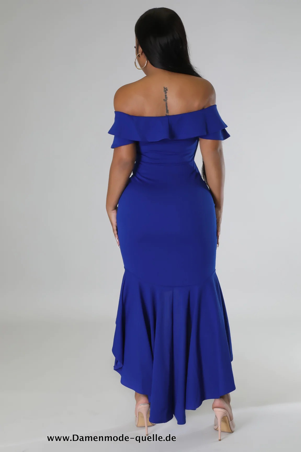 Vokuhila Maxi Cocktailkleid für Damen in Blau