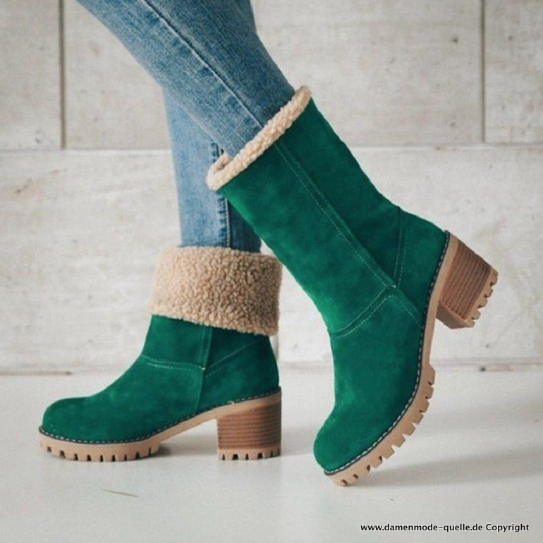Warm Bequeme Damen Ankle Stiefeletten in Schwarz Grau oder Grün