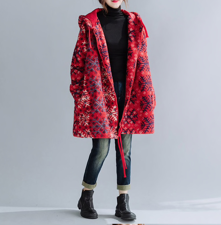 Warme Plus Size Winterjacke in Rot