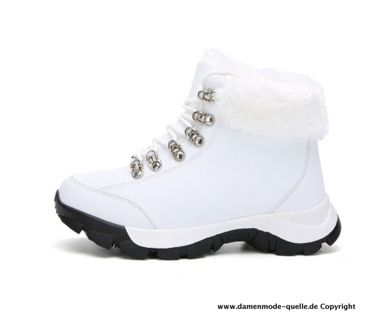 Warme Winter Damen Schnee Schuhe in Weiß