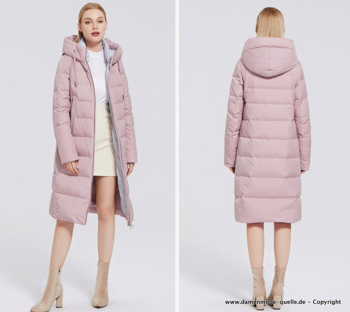 Warme Winter Parka Jacke für Damen Winddicht in Altrosa