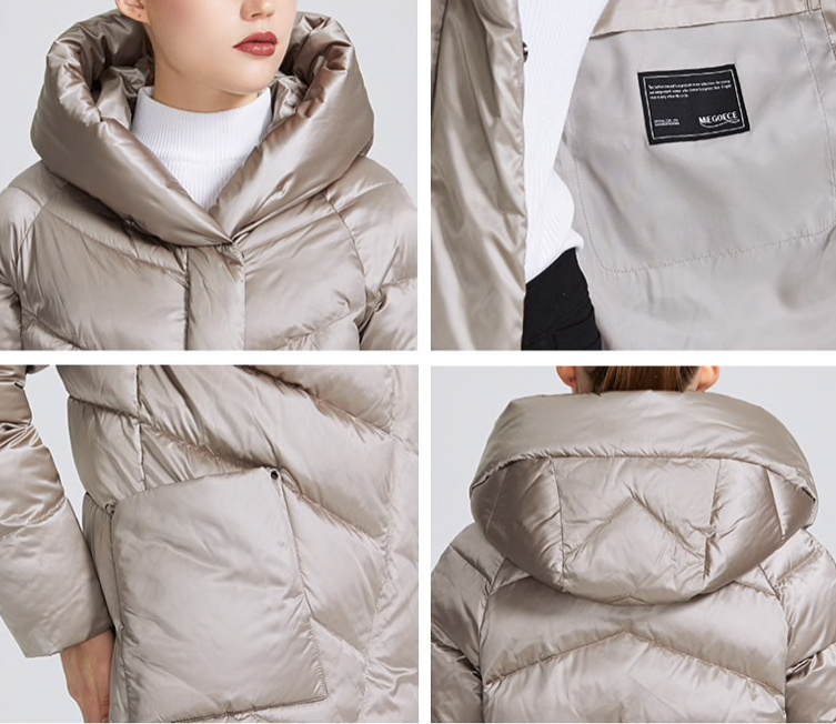 Warme Winterjacke für Damen in Beige