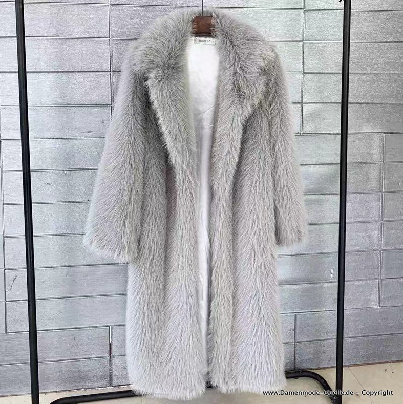 Warmer Plüsch Winter Mantel für Damen in Silber