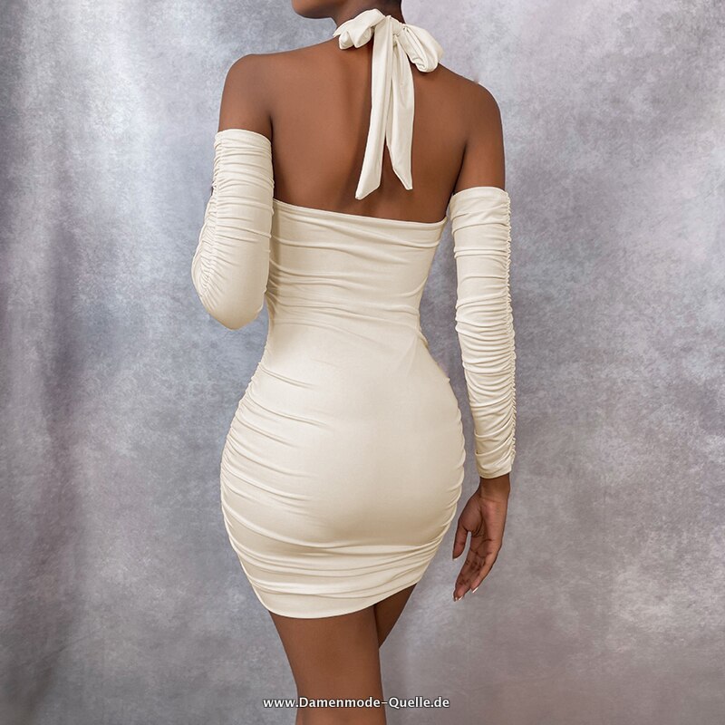 Wasserfall Bodycon Damen Kleid Elegantes Party Sommer Kleid Ivory