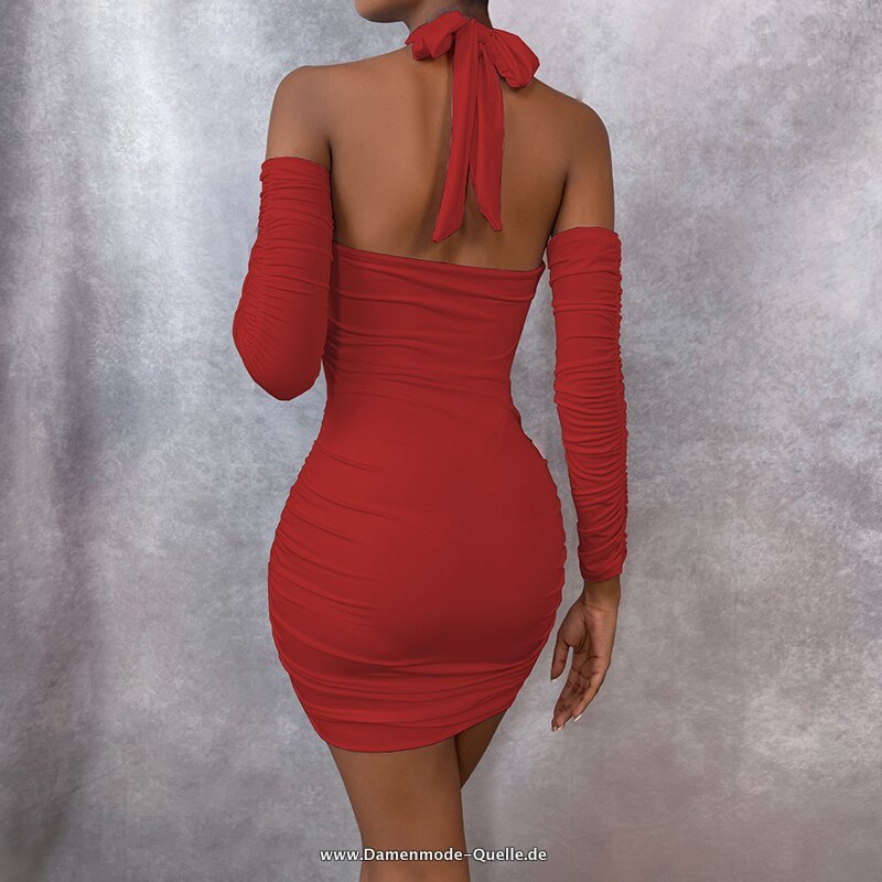 Wasserfall Bodycon Damen Kleid Elegantes Party 2023 Sommer Kleid Rot