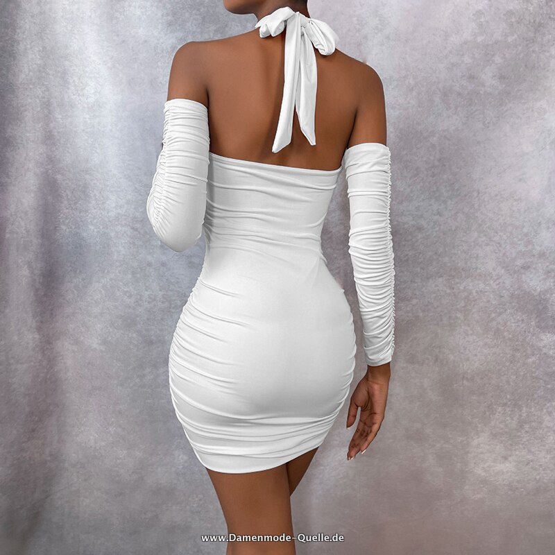 Wasserfall Bodycon Damen Kleid Elegantes Party Sommer Kleid Weiss
