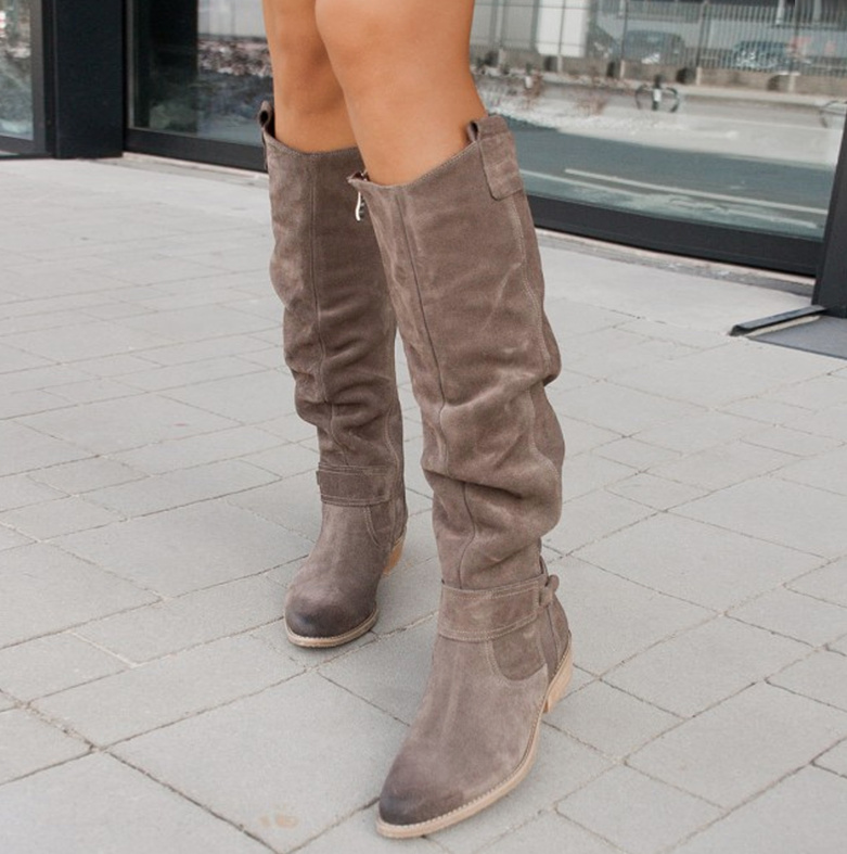  Wildleder Damen Stiefel in Braun mit Reißverschluss