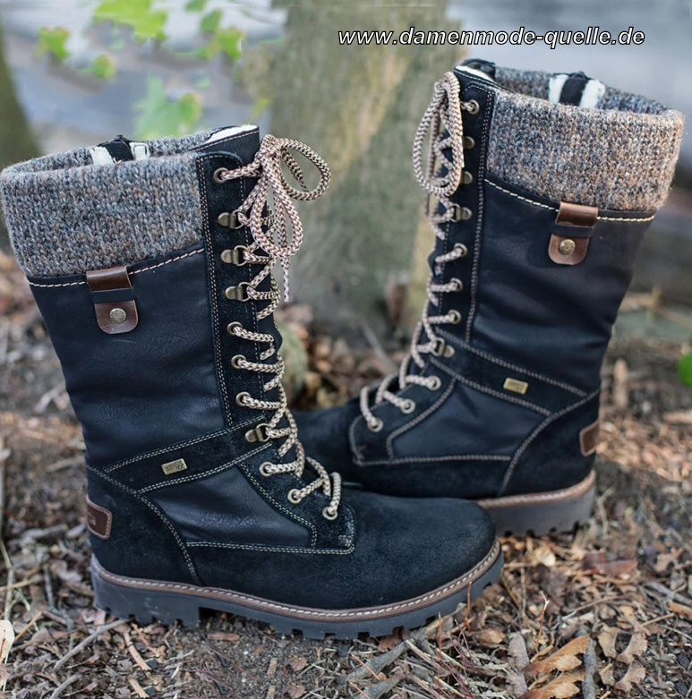 Winter Warme Leder Punk Stiefel in Blau für Damen