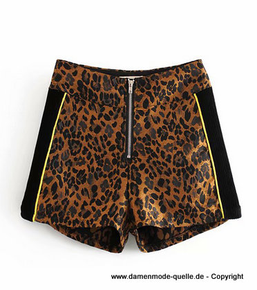 Leopard Print Damen Shorts Kurze Hose