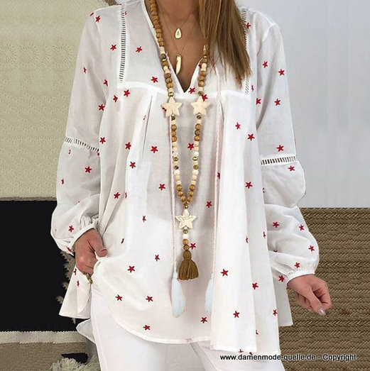 Fashion Tunika in Weiß mit Strenchen bis 5XL