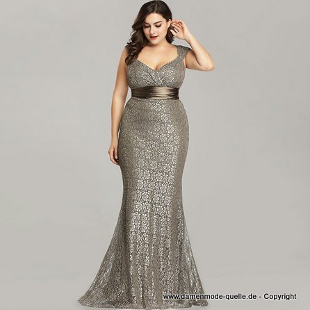 Plus Size Meerjungfrau Abendkleid in Silber