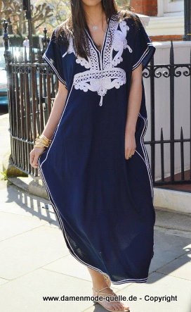 Plus Size Sommer Tunika Kleid in Navy Blau