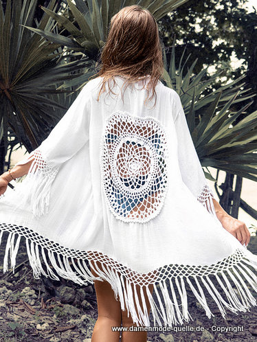Sommer Strand Kimono in Weiss