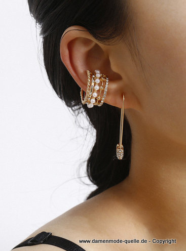 Kreative Perlen Strass Ohrringe im Set Modeschmuck 