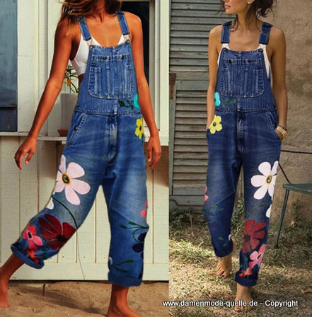 Jumpsuit Einteiler Damen Jumpsuit Jeans Overall Mit Blumen Damenmode Gunstig Online Kaufen