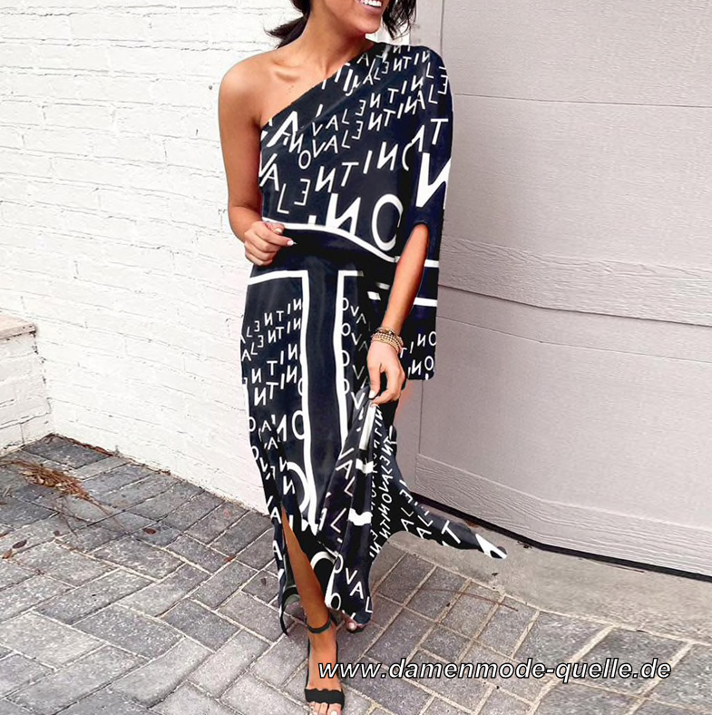 Sexy One Shoulder Print Kleid Elegant - Asymmetrisch