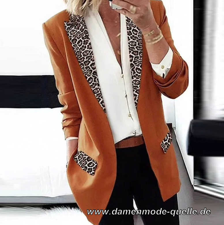 Elegantes Leopard Print Damen Blazer in Braun