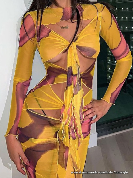 Super Sexy Print Langarm Kleid 2021