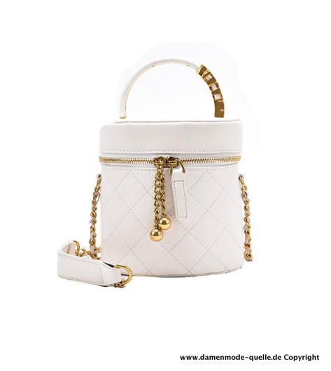 Vintage Style Chain Bucket Umhängetasche Weiße Handtasche
