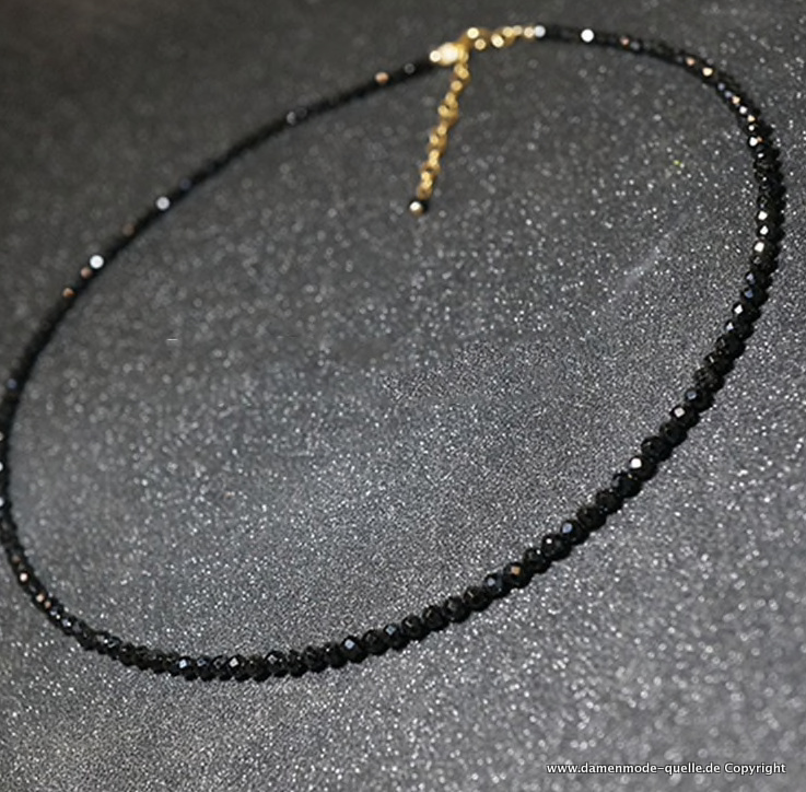 Einfache Schwarz Perlen Halskette für Damen