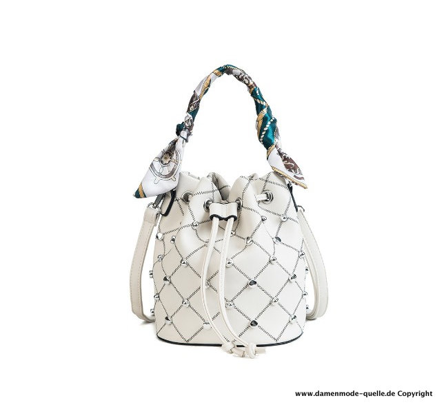 Rhombus Plaid Handtasche für Damen in Weiß