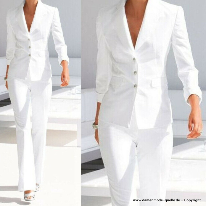 Prom Business Hosenanzug für Damen Elegant in Weiß