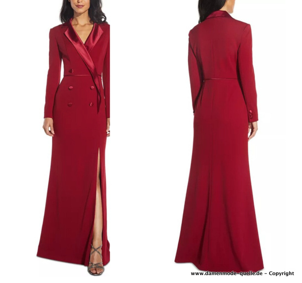 Eleganter Damen Mantel Lang in Rot