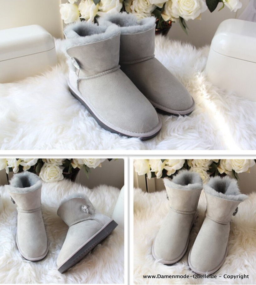 Warme Schnee Stiefel in Silber Gefüttert mit Applikation