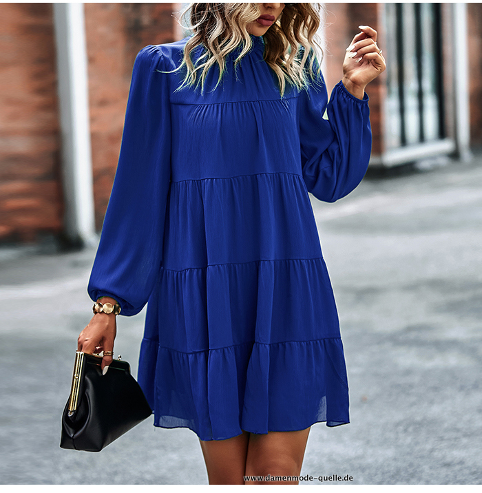 Rüschen Mini Kleid für Damen in A-linie 2023 in Blau