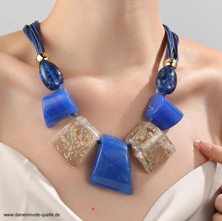 Oversize Harz Choker Halskette für Damen Blau