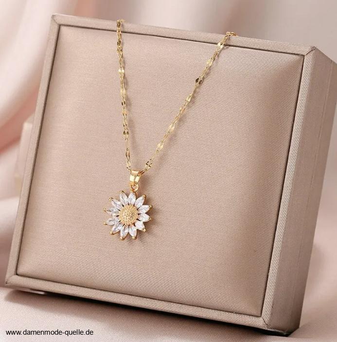Margeriten Halskette für Damen in Gold Modeschmuck