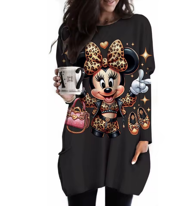 Disney Damen Long Shirt Aba Schwarz
