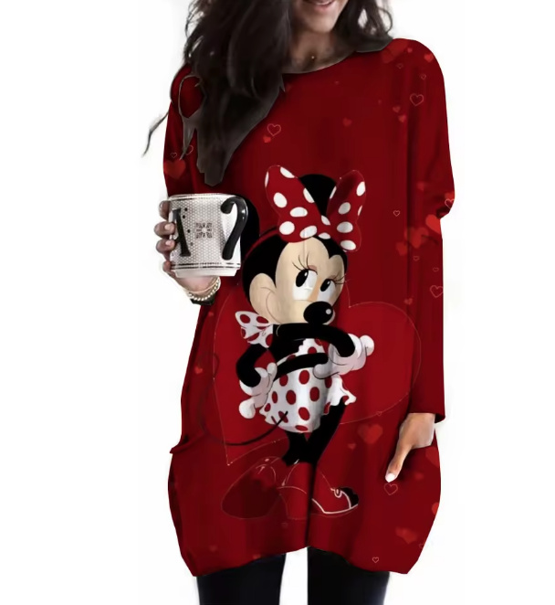 Disney Damen Long Shirt Aaren Rot